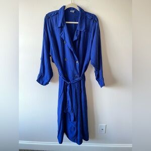 Kiko Hawaii 100% Silk Vibrant Blue Button up Dress